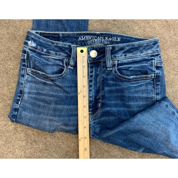American Eagle Jeans Womans 2 High Rise Distressed Stretch Jegging AEO Denim - Picture 7 of 9